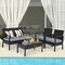 Costway 8 PCS Outdoor Patio Rattan Furniture Set Cushioned Sofa Coffee Table Garden Deck Gray/Black